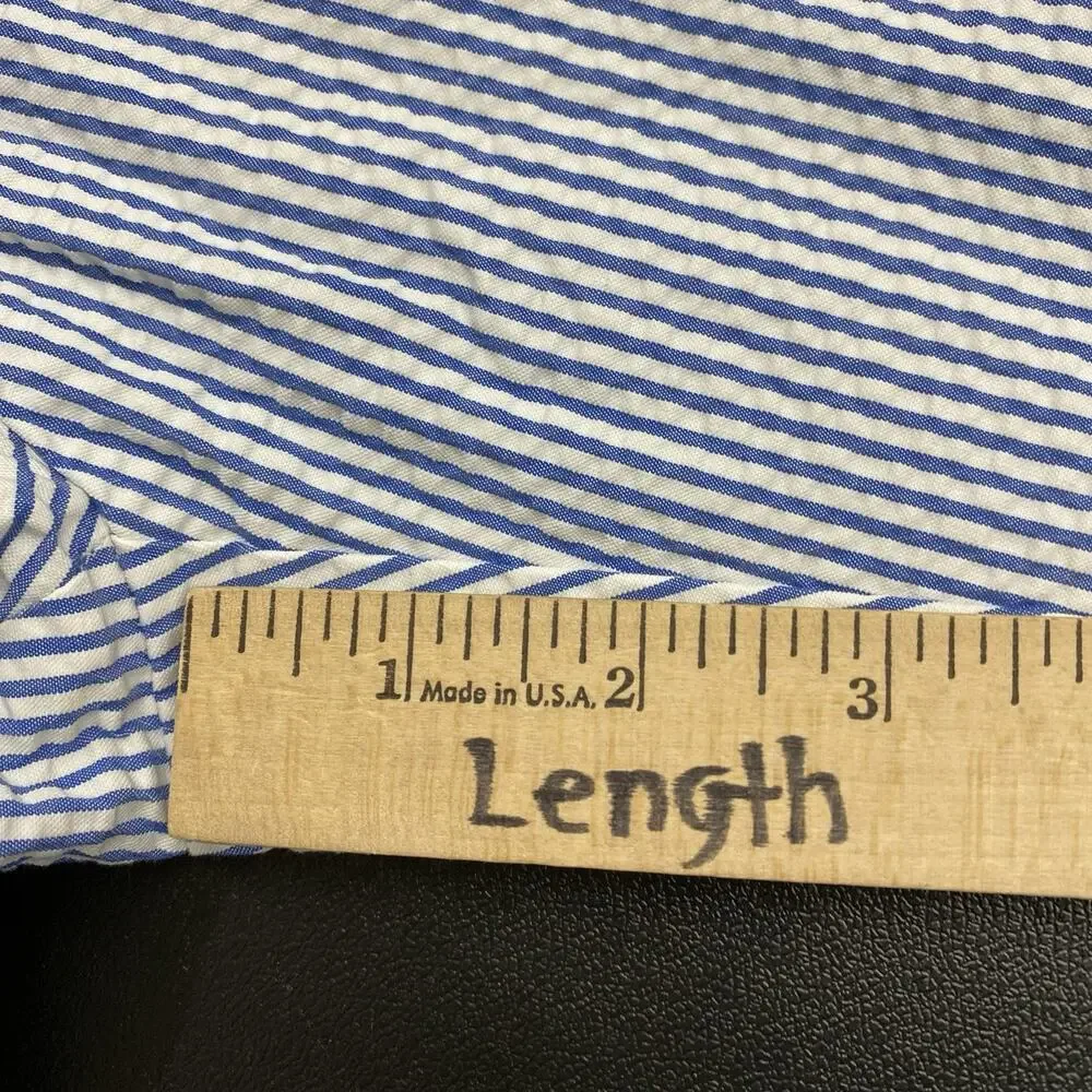 Brooks Brothers Red Fleece Seersucker Shorts Men 32 Blue White Stripe Preppy